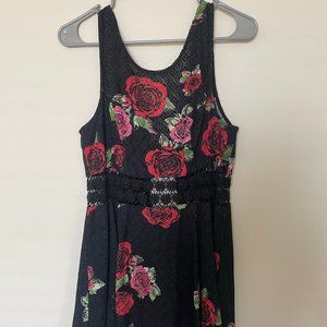 Black Free People Fitted With Daisies Dress